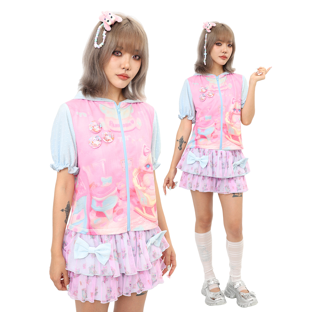 Bedroom Kitten Lantern Sleeve Hoodie