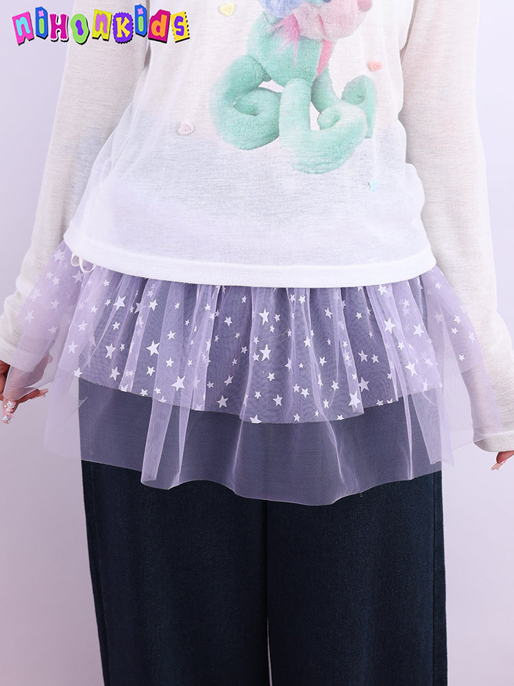 Star Mesh Layered Half Skirt(Handmade)