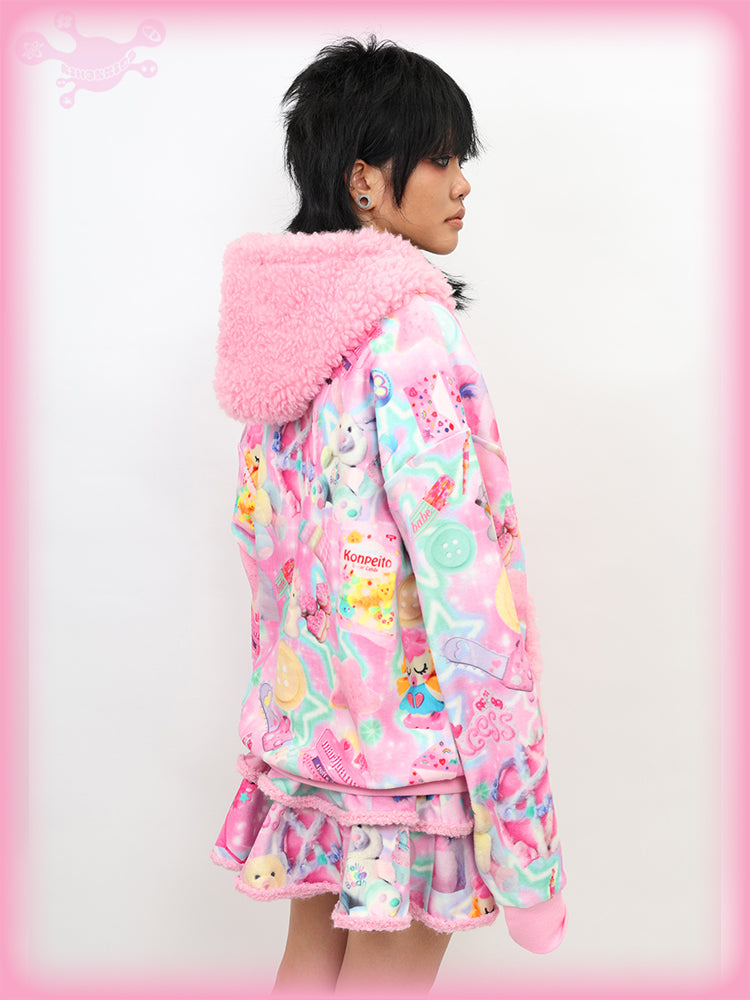 Millennium Retro Doll Pink Furry Hat Coat