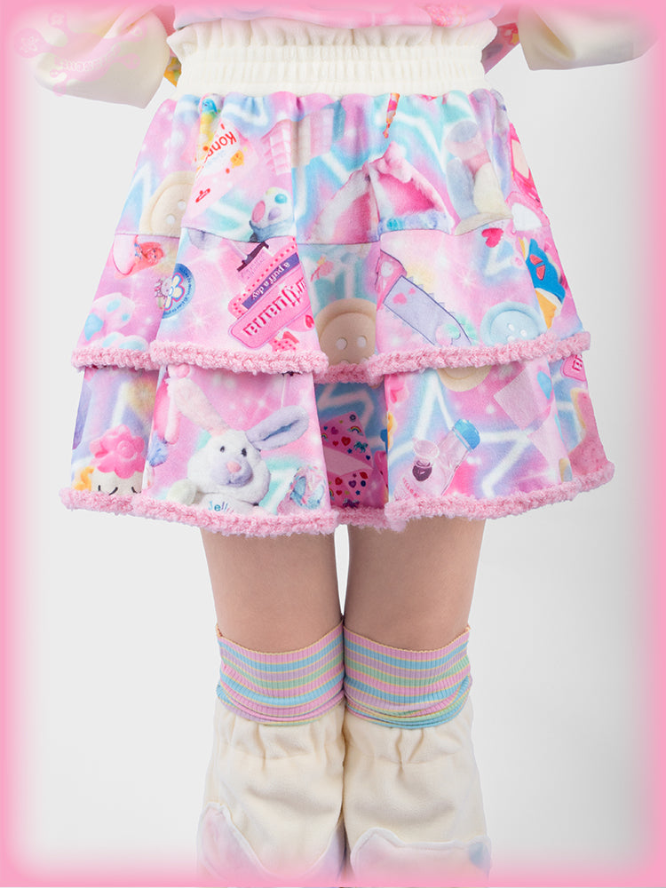 Doll Print Sailor Suit Sweatshirt Set