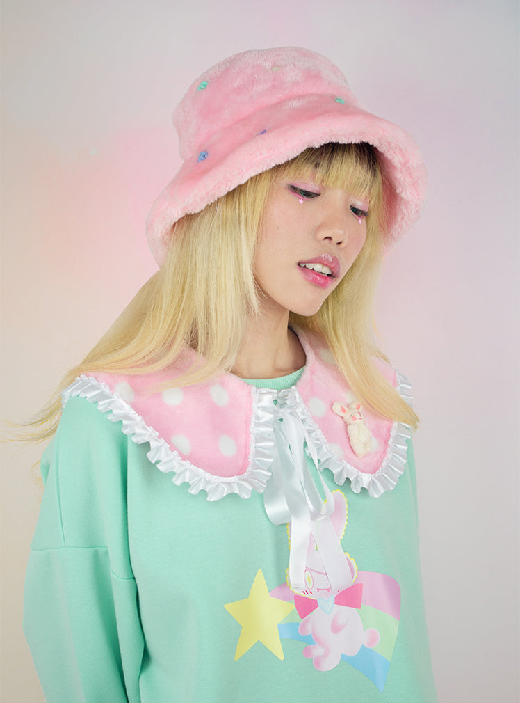 Polka Dot Bunny Fake Collar (Handmade)