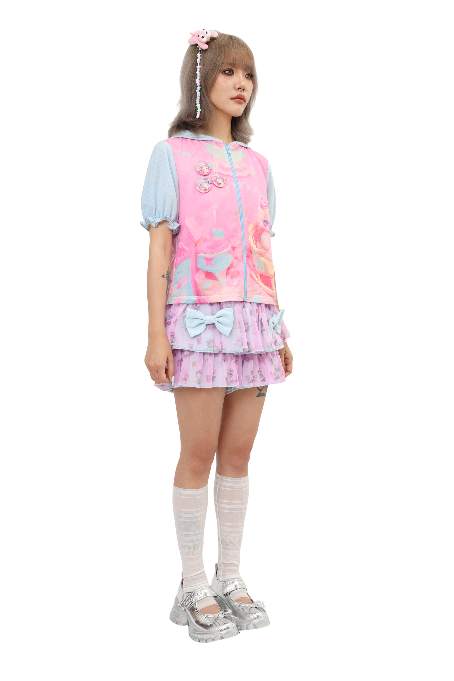 Bedroom Kitten Lantern Sleeve Hoodie
