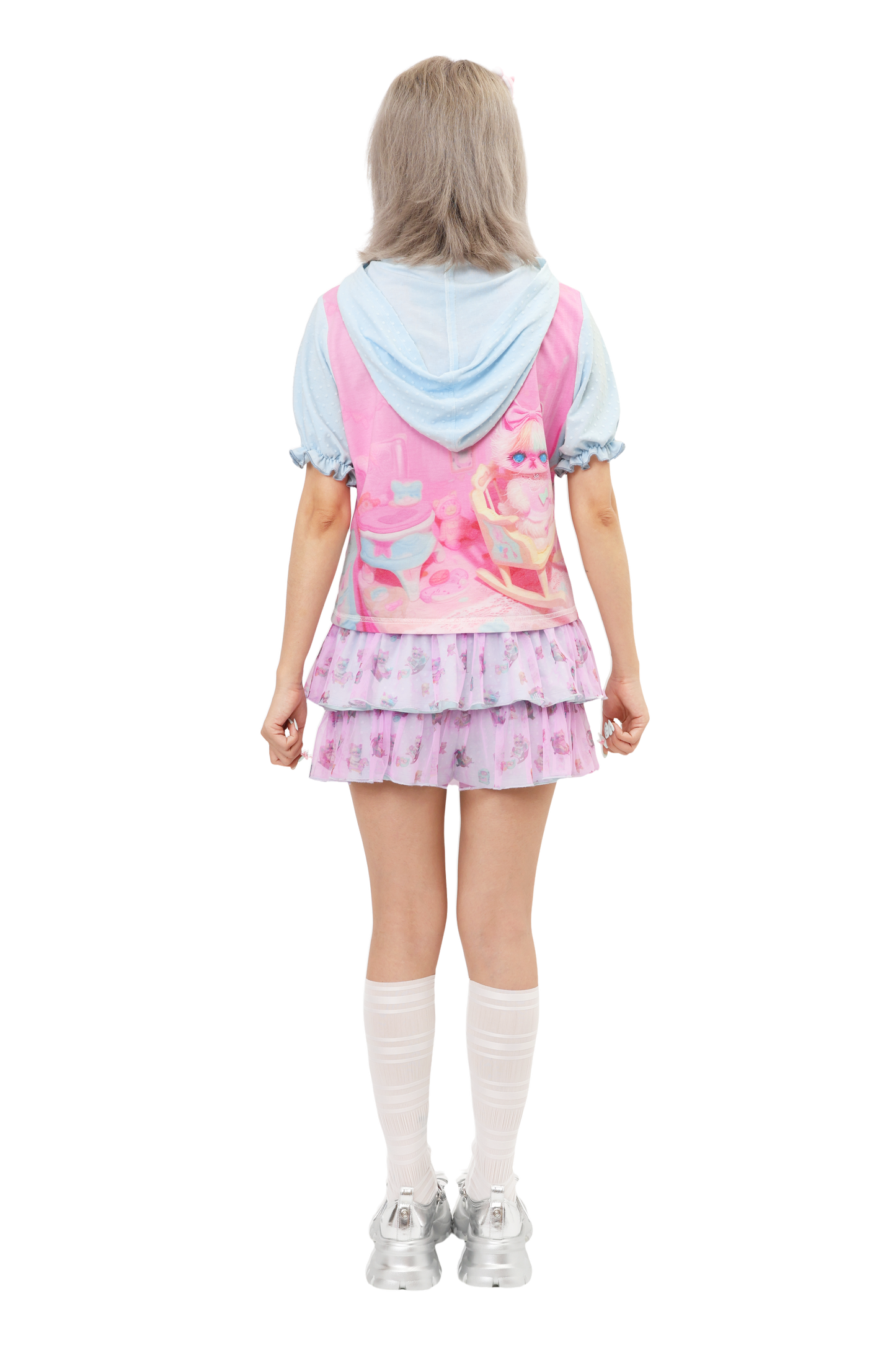 Bedroom Kitten Lantern Sleeve Hoodie