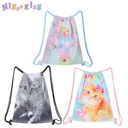 Cute cat shoulder drawstring bag