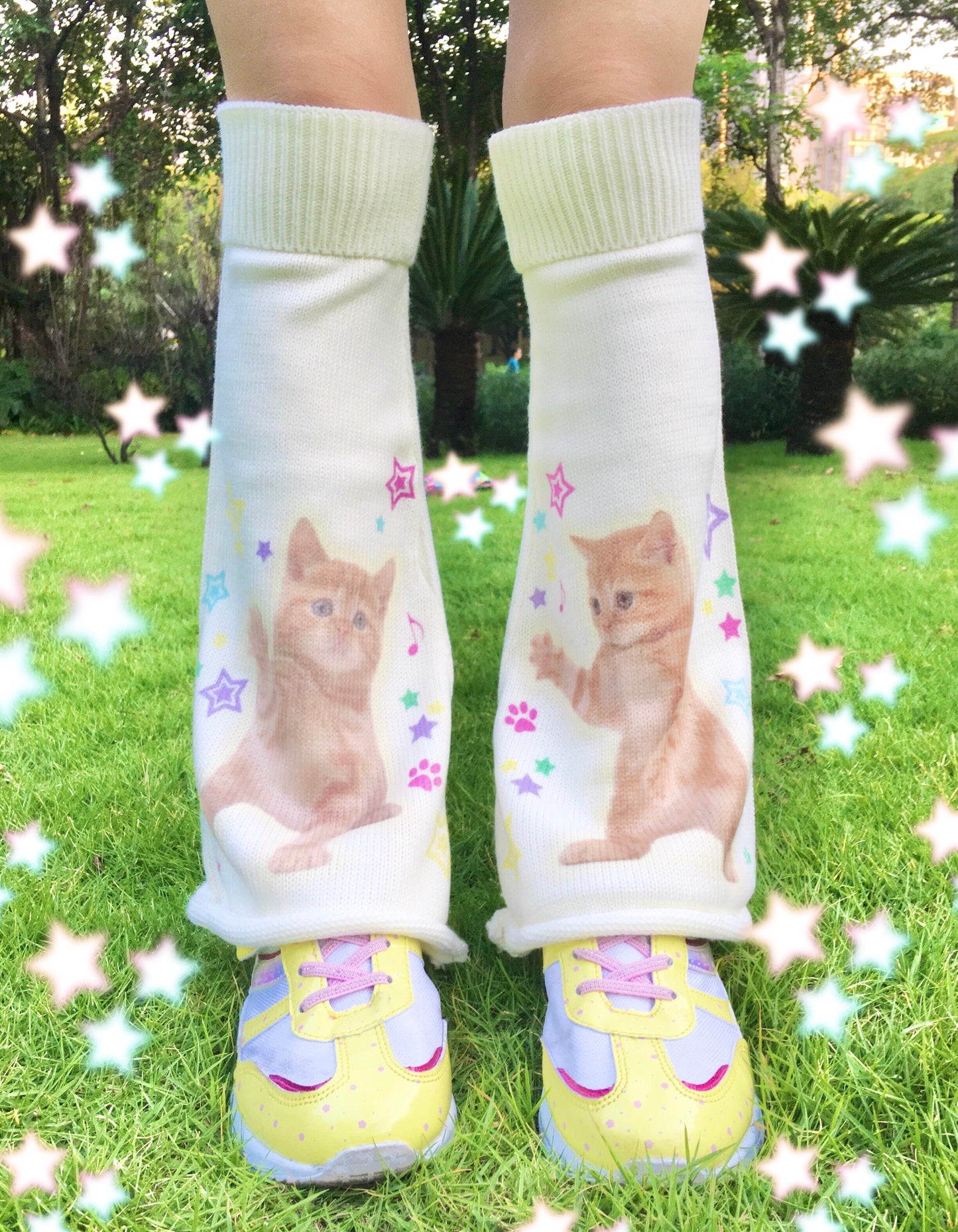 Happy Kittens Wool Stocking leg warmer