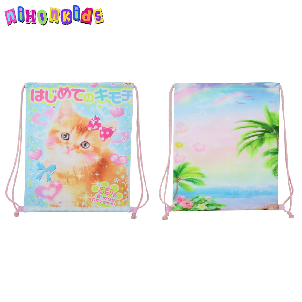 Cute cat shoulder drawstring bag