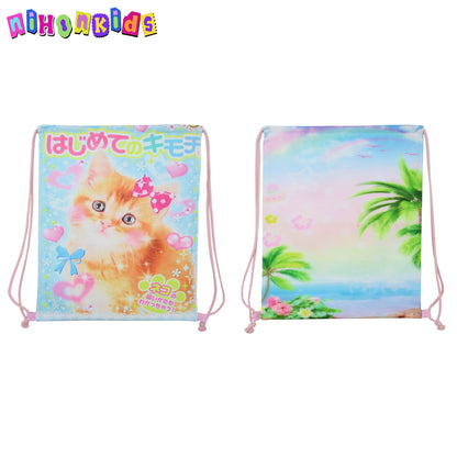 Cute cat shoulder drawstring bag