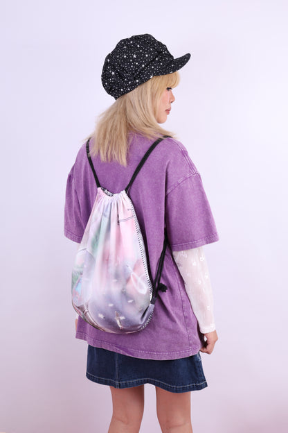 Cute cat shoulder drawstring bag